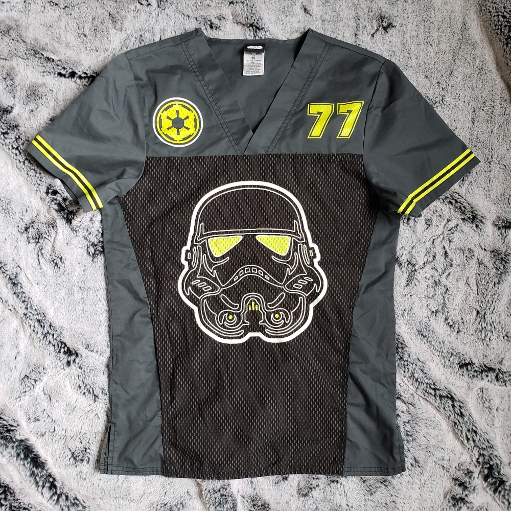 Tooniforms Star Wars Storm Trooper Men's V Neck Scrub Top, XS